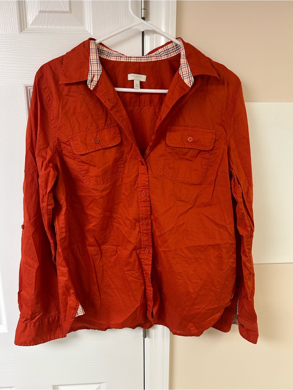 Talbots Orange Button Up Shirt Cotton